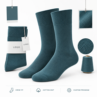 Chaussettes pour hommes en coton et élasthanne, tricot côtelé fin, couleur turquoise pierre, avec talon et bout renforcés, tailles personnalisées