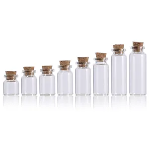 4ml 5ml 6ml 7ml 10ml 15ml 20ml mini vetro trasparente wishing/piccola bottiglia di deriva/fiale coperchio in sughero per tubo regalo fornitore di vasetti tappati