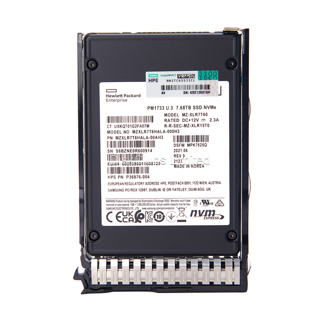 Enterprise SSD MZ-XLR7T60 PM1733 7.68TB SSD U.3 NVMe PCIe 4.0 x4 7000MB/s for Data Center/Server/Virtualization Hot Sale
