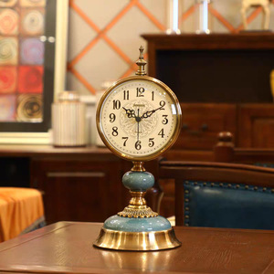 American Style Retro <b>Table</b> <b>Clock</b> Circular Gold Base Home Decoration Desk <b>Clock</b> - Product Image 3