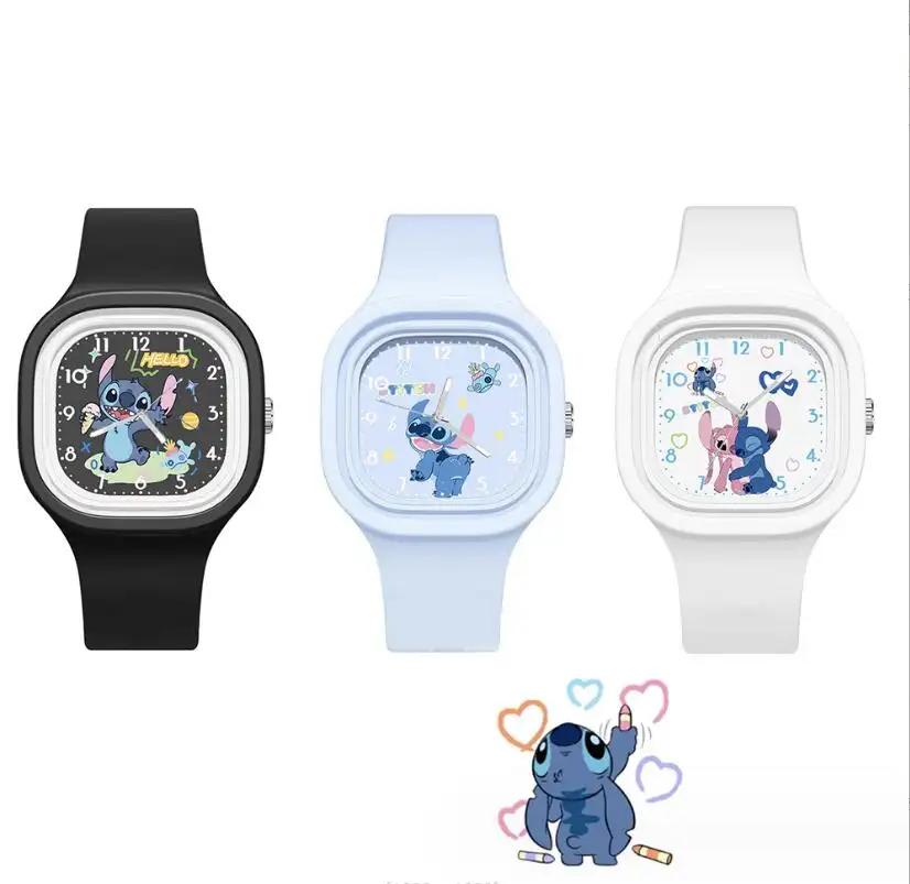 Xux Nieuwe Fashion Stitch Siliconen Horloge Meisje Student Kawaii Cartoon Square Horloge Verjaardagscadeau Voor Jongen En Meisje