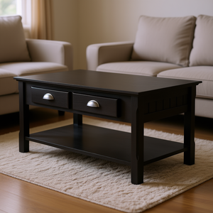 Mesa de centro convertible de roble Db Timer con cajones y estante, diseño rústico, muebles para sala de estar - Product Image 2