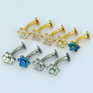 <span class=keywords><strong>Christina</strong></span> G23 ensemble de broches à filetage interne nombril <span class=keywords><strong>Piercing</strong></span> bijoux anneau Calendo personnalisé ASTM F136 titane opale fleur - Product Image 3