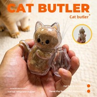 Boîte à souvenirs pour poils d'animaux, joli conteneur de rangement créatif en forme de chat pour poils et moustaches de chaton, aimant de réfrigérateur transparent MGJ829