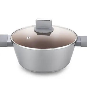 Casserole en aluminium forgé durable avec revêtement en pierre avec couvercle