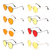 Gafas de Sol Unisex con Montura Completa de Metal de Alta Calidad, Lentes Naranja, Rojo y Amarillo, Anti Luz Azul, Impermeables, Venta al Por Mayor