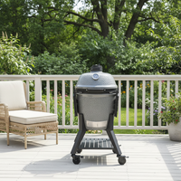 Barbecue Kamado en céramique moderne chinois de 22 pouces en forme d'œuf, pour l'extérieur, avec chariot en acier inoxydable pour plus de 5 personnes