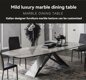 โต๊ะรับประทานอาหารสี่เหลี่ยมผืนผ้าหินสไตล์มินิมอลสุดหรูทันสมัยพร้อมเสื้อหินเผาสำหรับห้องอาหารของโรงแรมในบ้าน - Product Image 6