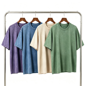 เสื้อยืดคอกลมทรงโอเวอร์ไซส์ผ้าฝ้าย 100% ล้างสีแบบแอซิดวอชสำหรับผู้ชาย ออกแบบเองได้ เนื้อผ้าหนา ทรงไหล่ตก สไตล์วินเทจ - Product Image 1