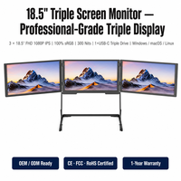 Moniteur portable triple écran AHXJKA 18,5 pouces 1080P IPS pour le travail, affichage USB-C, compatible Windows et Mac