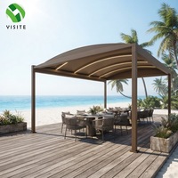 Pergola de jardin de luxe en aluminium et tissu avec toit pré-courbé et éclairage LED pour villa, hôtel, complexe hôtelier et espaces extérieurs