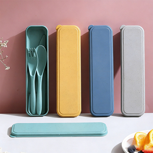 Ensemble d'ustensiles de pique-nique réutilisables avec étui, fourchettes, cuillères et couteaux portables en plastique PP pour le camping, pour enfants et adultes - Product Image 4
