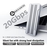 ITGZ M.2 NVMe SSD Enclosure 20Gbps, Kotak Hard Drive Eksternal USB 3.2 Gen2 dengan Kipas Pendingin, Casing Heat Sink dari Paduan Aluminium.