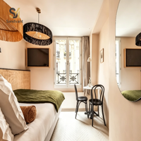 Ensembles de meubles de chambre d'hôtel de luxe royal en bois, ensemble complet de meubles de chambre avec lit queen size