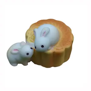 Cute Mini 3D Rabbit Carrot Figurines Resin Duck Rabbit Miniature for Easter Pendant Key Chain Dangles Component