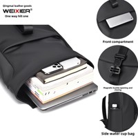 Advanced Sense personnalisable 15.6 pouces PU ordinateur sac à dos grande capacité étanche géométrique fermeture éclair pour hommes affaires latop cas