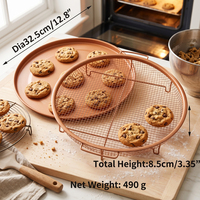 2 Pcs Panier rond en cuivre pour bac à légumes, panier à croustiller pour friteuse à air, panier pour friteuse à copeaux et plateau de cuisson pour biscuits