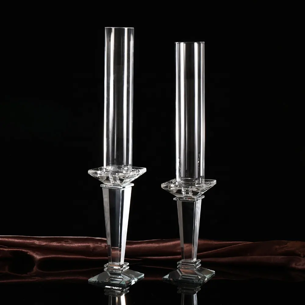 Di cristallo decorazione di cerimonia nuziale tubi di vetro di cristallo pilastro supporto di candela per la decorazione
