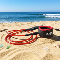 Laisse de planche de surf en TPU personnalisable OEM&ODM, couleur unie/enroulée, légère, pour paddle board et long board SUP