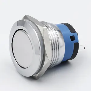 Botão de pressão de aço inoxidável com travamento de 19 mm, botão de pressão de metal 1NO à prova d'água IP67 CE ROHS, personalizado