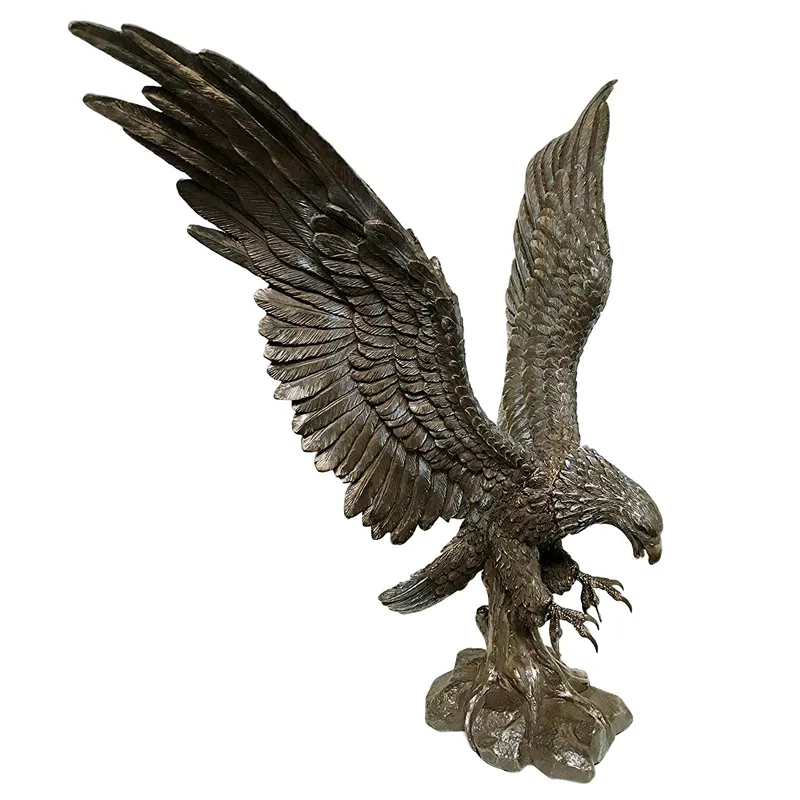 Águia voadora bronze tamanho vida arte escultura, grande escultura de cobre vultura