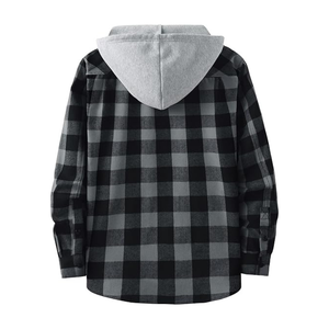 Men's Hooded <b>Flannel</b> Shirt <b>Jacket</b> Warm Lined Plaid Shacket for Fall Winter OEM ODM Factory Wholesale Supplier - Product Image 2