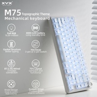 Clavier de jeu mécanique XVX M75 Lumina Topographic White (keycap IMD) Tri-mode 75% avec rétroéclairage RVB et motif cœur blanc