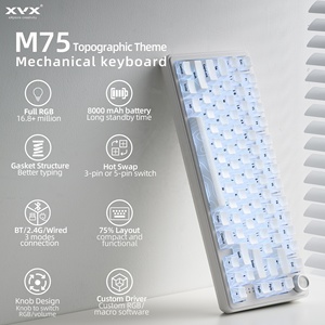 <span class=keywords><strong>Clavier</strong></span> de jeu mécanique XVX M75 Lumina Topographic White (keycap IMD) Tri-mode 75% avec rétroéclairage RVB et motif cœur blanc - Product Image 1