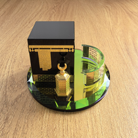 Décorations créatives de l'Aïd Ensemble de trois pièces de la Kaaba ronde minimaliste moderne Ornement décoratif en cristal souvenir de voyage en Arabie saoudite