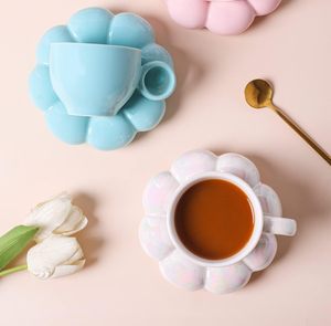 Coffees Saueer Macaron Glaze <b>Saucer</b> Afternoon Camellia Tea Porcelain Pottery Ceramic Drinking Sun Flower Mug <b>Cup</b> and Plates - Product Image 5