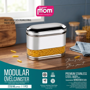 Anax Stainless Steel Food Storage <b>Canister</b> Container Cylinder Airtight Moisture Proof Kitchen Freshness Lids 2250 ML - Product Image 3