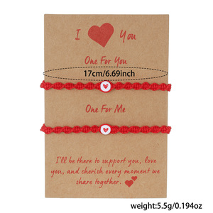 Hand Woven Heart Shaped Adjustable <b>Couple</b> <b>Bracelet</b> Set For Women Gift Unisex Jewelry Yiwu Origin D2189 1 - Product Image 2
