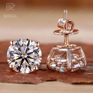 Bông tai kim cương nhân tạo mài giác tròn, chứng nhận IGI, chất lượng VVS, vàng 14K/18K, trang sức cao cấp - Product Image 2