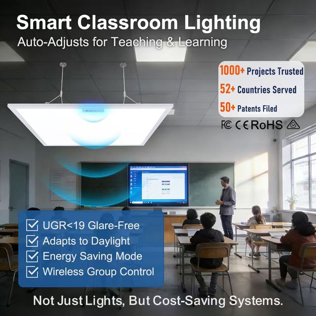 Amelech Sensor Led Ceiling Light Commercial Flat Panel Light 3000k-5000K for Classroom Smart Lighting Solution
