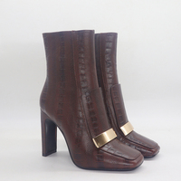 Sepatu Bot Wanita Hak Pendek Kulit Asli Motif Sapi untuk Musim Dingin