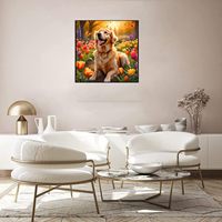 Kits d'art diamanté personnalisés en gros, imprimés avec portrait de famille de loups, DIY, points complets, pour décoration murale de la maison