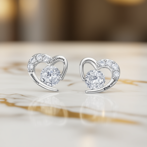 Orecchini a forma di cuore con diamanti bianchi, montatura in argento 925, gioielli romantici da fidanzamento da donna E1316 - Product Image 2