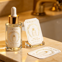 Etiqueta de Perfume Cosmética Personalizada TEDDY, Impermeable, Resistente a los Rayos UV, Autoadhesiva, de Vinilo Transparente con Estampado Dorado, Ecológica