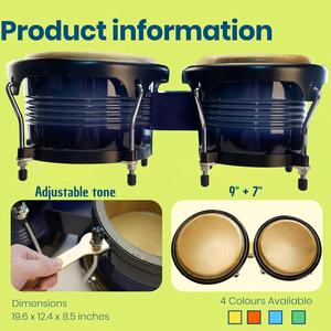 Tambores Bongo de Madera de Roble <span class=keywords><strong>Verde</strong></span> de 7+9 Pulgadas, Directo de Fábrica, con Piel de Vacuno Premium, Tambores de Mano de Madera de Roble con Bolsa, Instrumentos de Percusión - Product Image 6