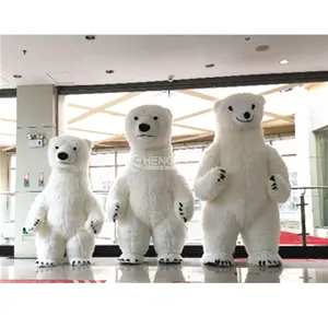 HI CE long fur plush mascot costume adult inflatable polar bear costume