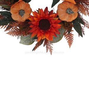 Artificial 12" Fall Autumn Wreath Harvest Decor Wreath with Sunflower&Pumpkin Bow Ornaments for Thanksgiving - Product Image 4