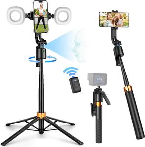 Stabilisateur de cardan intelligent 180CM 360° avec suivi automatique du visage par IA, 2 éclairages, rotatif, pour la réalisation de vlogs et de vidéos - Product Image 1