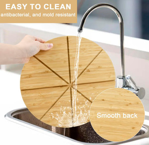 Chất lượng cao bền 12 inch tre tự nhiên bánh <span class=keywords><strong>pizza</strong></span> thớt với xây dựng trong Slicer - Product Image 4