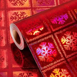 Custom Christmas Original <b>Red</b> Laser Metallic Holographic Iridescent Snowflake Gift Wrapping <b>Paper</b> for Birthday Gift Packaging - Product Image 4