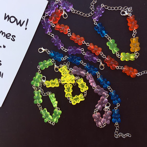 La pulsera de oso de gelatina de Color caramelo más vendida, <span class=keywords><strong>pulseras</strong></span> de abalorios de oso de goma de resina <span class=keywords><strong>para</strong></span> niñas y niños - Product Image 2