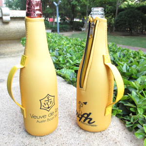 Handled Thermal Insulated Neoprene Champagne <b>Bottle</b> Cooler Bag Zipper Handle Waterproof 750ml Capacity Portable Foldable Tote - Product Image 1