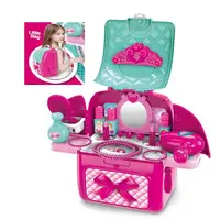 Çocuk kız büyük mutlu plastik ışık ve müzik çantası-paketi oyna pretend mutfak aracı güzellik seti pet oyuncaklar
