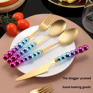 Set di Posate in Metallo Stile Occidentale per Commercio Estero, 24 Pezzi, Coltello e Forchetta per Bistecca Nordici con Supporto, Vendita all'Ingrosso - Product Image 3