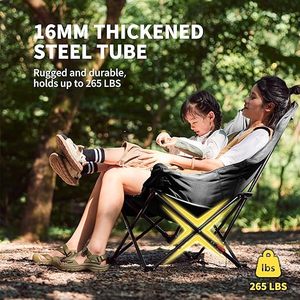 Silla de Camping Acolchada, Silla Plegable Ajustable de 2 Posiciones, Silla de Camping Portátil con Bolsillo Lateral <span class=keywords><strong>y</strong></span> Bolsa de Transporte - Product Image 5