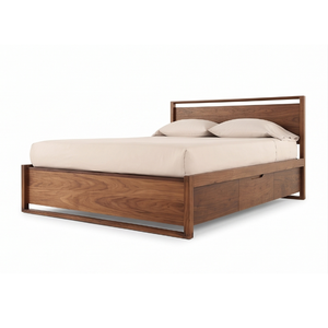 Base de Cama Minimalista de Madera de Teca Sólida, Tapizada, con Acabado Chocolate, Muebles para Dormitorio - Product Image 2